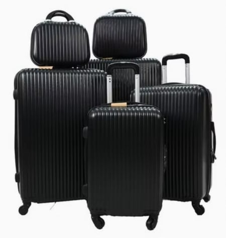 تشكيلة شنط سفر 6 قطع على شكل خطوط بعدة الوان