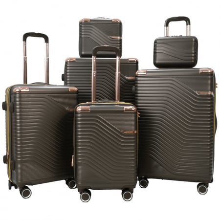 طقم حقائب سفر مخطط بجوانب 4 قطع سحب كبيرة + 2 قطع يد محمولة بعدة الوان