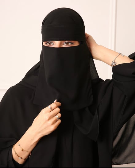 طقم طرحة مع نقاب - أسود