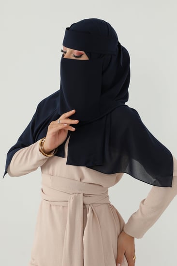 طقم طرحة ونقاب كحلي