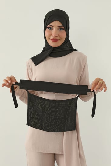 طقم طرحة ونقاب زيتي