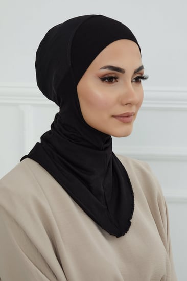 قبعة كاملة تغطي الرقبة والرأس شفافة من الخلف - أسود