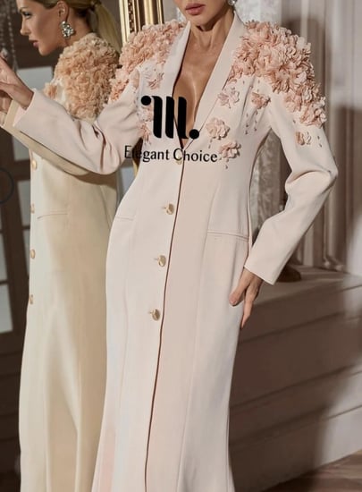 فستان كريب مزين بالورد (#70