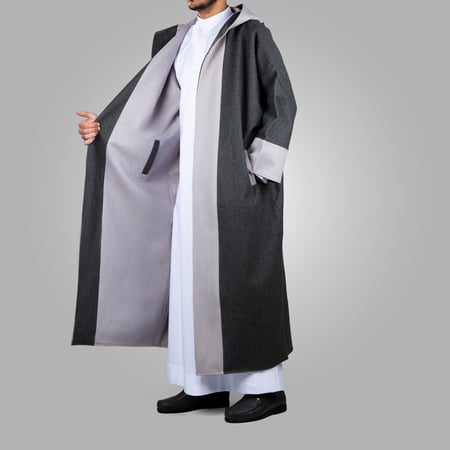 فروة رجالي دبل فيس رمادي ورصاصي