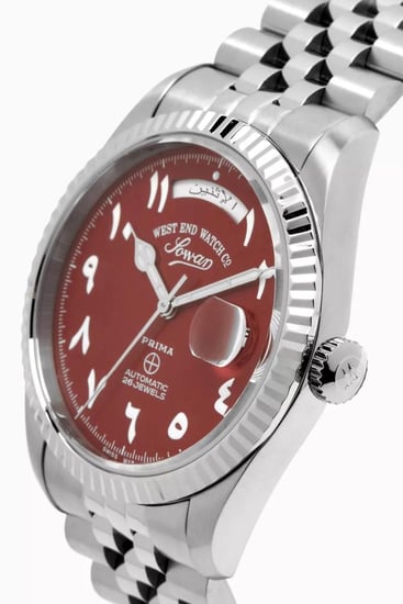 ساعة وست اند واتش كو السويسرية ام صليب ( الاصدار الجديد 41 ملم ) أوتوماتيك أرقام عربية زجاج ضد الخدش ستانلس ستيل لون فضي للرجال - Limited edition