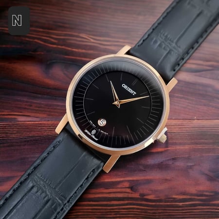 Orient Men's Quartz Watch Black Dial Black Leather Strap FGW0100BB0