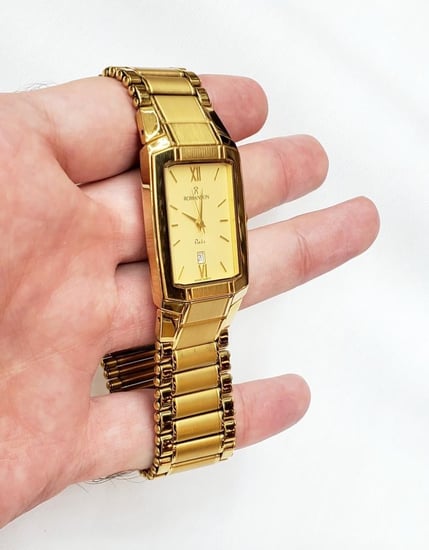 ساعة رومانسون السويسرية انالوج كوارتز (SWISS MADE) مقاس 36mm بتاريخ ستانلس ستيل ذهبي للرجال - فنتج