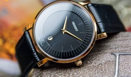 Orient Men's Quartz Watch Black Dial Black Leather Strap FGW0100BB0