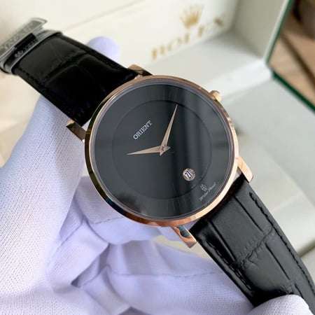 Orient Men's Quartz Watch Black Dial Black Leather Strap FGW0100BB0