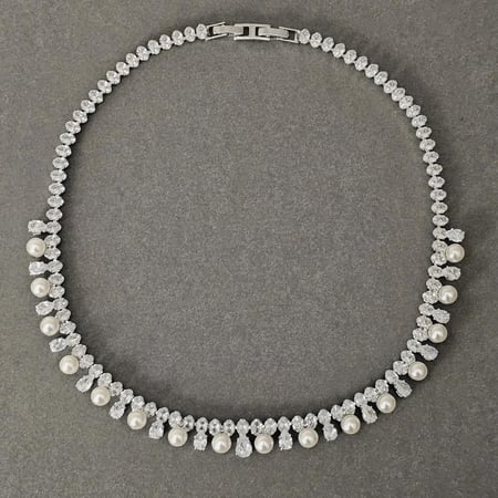 طقم زركون لولو فضي
