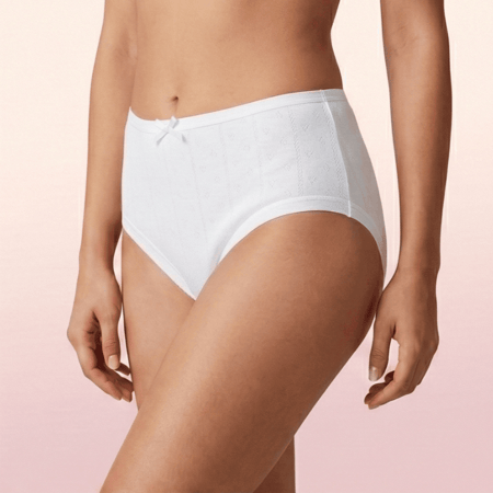 سروال داخلي قطني مخرم سادة نسائي ، 12 قطع