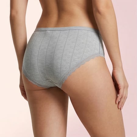 سروال داخلي نسائي قطني مخرم مع دانتيل , ألوان متعددة ، 6 قطع