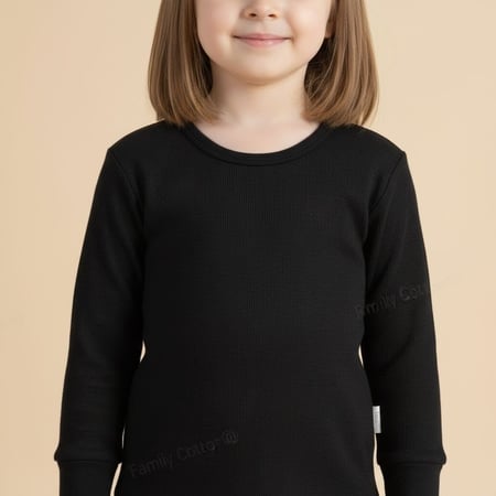 بيجامة اطفال بناتي لون أسود ورقبة منخفضة