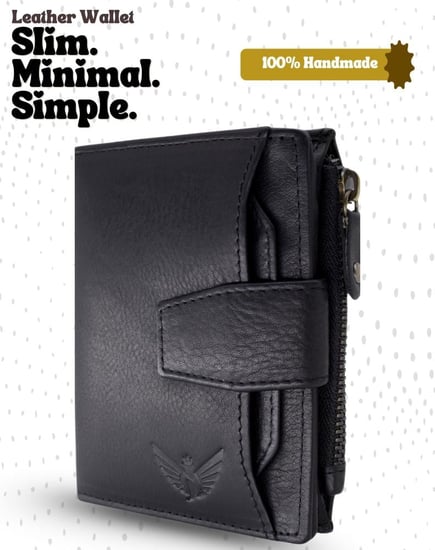 محفظة جيلدان™ من نامات ثنائية الطي مصنوعة يدويًا من الجلد الأصلي للرجال مزودة بتقنية تحديد الهوية بموجات الراديو، تأتي مع صندوق هدايا.