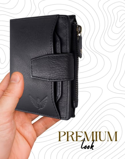 محفظة جيلدان™ من نامات ثنائية الطي مصنوعة يدويًا من الجلد الأصلي للرجال مزودة بتقنية تحديد الهوية بموجات الراديو، تأتي مع صندوق هدايا.