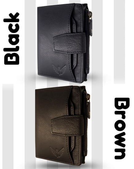 محفظة جيلدان™ من نامات ثنائية الطي مصنوعة يدويًا من الجلد الأصلي للرجال مزودة بتقنية تحديد الهوية بموجات الراديو، تأتي مع صندوق هدايا.