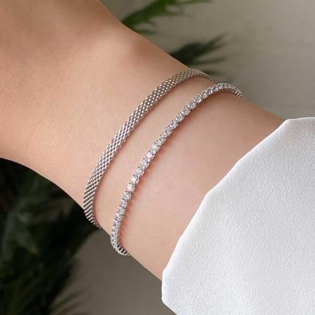 [B004] اسوارة فلات فضة عيار 925 مطلية بالذهب