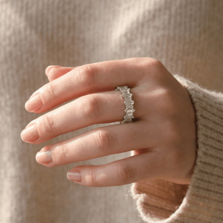 [RJ014] خاتم فضة عيار 925 مزين بالزركون