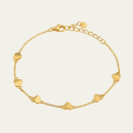 [B003] اسوارة قلوب فضة عيار 925 مطلية بالذهب