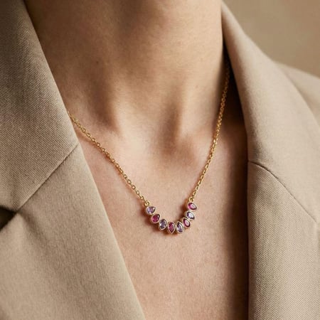 [N013] سلسال فضة بزركون شكل دمعة