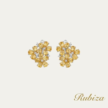 [RJ007] أقراط فضة بحجر سيترين