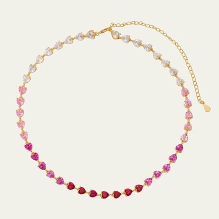 [N033] تشوكر قلوب أومبريه مطلي ذهب