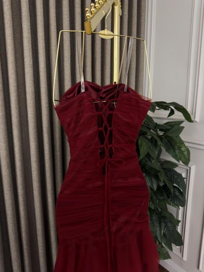 فستان احمر سهره طويل