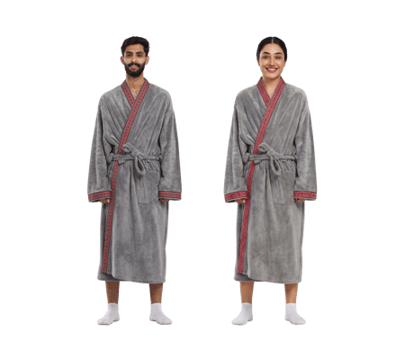 روب حمام سعودي مطرز رمادي