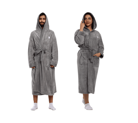 روب رصاصي غامق للحمام مع هودي