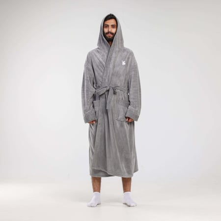 روب رصاصي غامق للحمام مع هودي