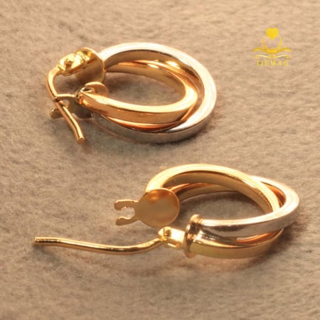 حلق ذهب تويستد لونين عيار 18