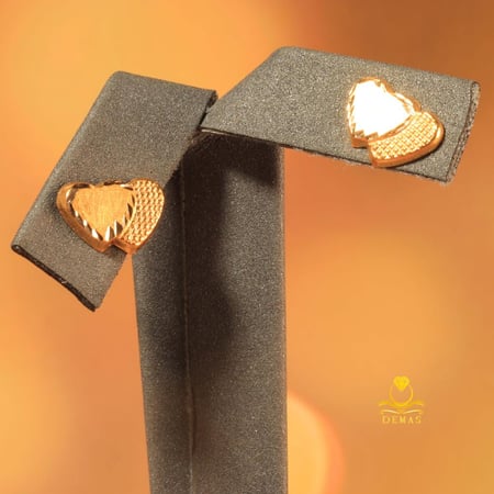 حلق ذهب قلب مزدوج – ذهب عيار 18 (وزن 0.5 جرام)