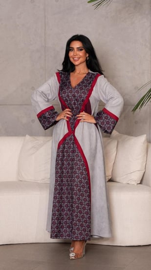 جلابية شتوية رصاصي شامواه مع كشميري