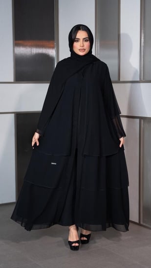 عباية شيفون سادة طبقات