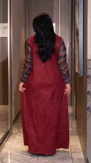 جلابية شتوية شامواه بلون عنابي