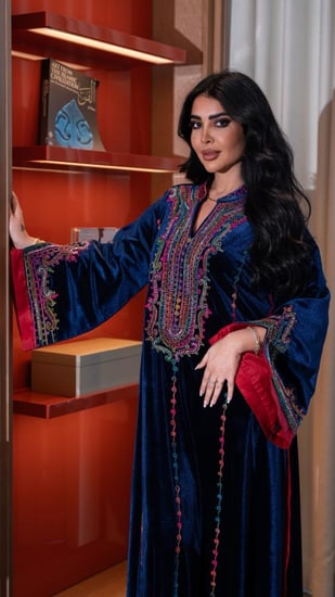 جلابية شتوية مخمل كحلي