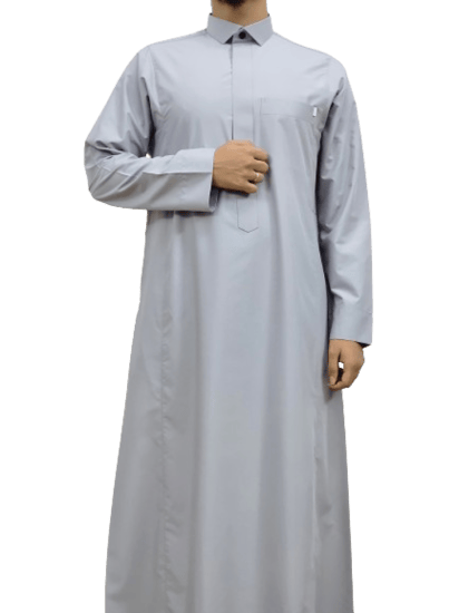 ثوب رصاصي سحاب كم سادة قلاب رجالي