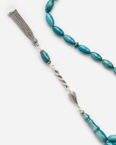 سبحة من حجر الفاتوران الأنيق بلون فيروزي