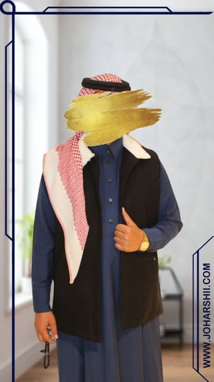 سديري شتوي رجالي جوخ فرو لون اسود- متجر جوهرتش براند هليله