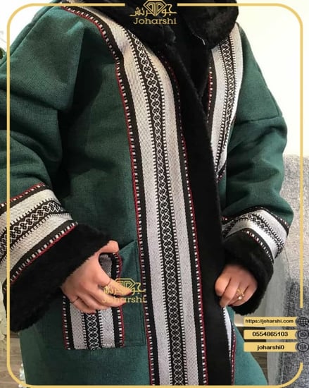 فروه نسائيه سدو بفرو من الداخل ناعمه الملمس اللون زيتي