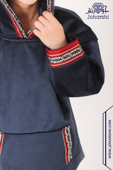 هودي اطفال اوفر سايز شتوي هليله ساده كحلي