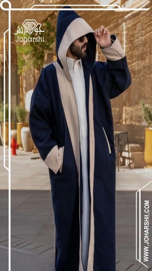 فروة شتوية رجاليه دبل فيس جوخ كحلي و سكري مع شال