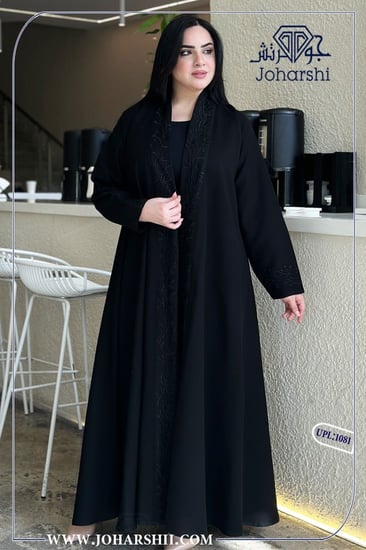 عباية كتان اسود لف