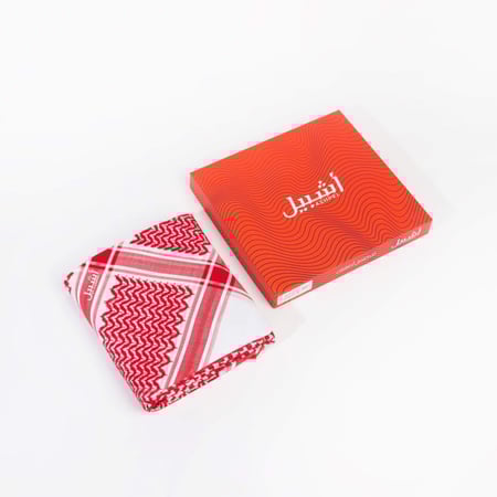 شماغ أشبيل احمر بدون بصمة