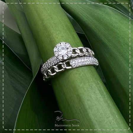 دبل توينز فضة مرصعة زركون شبيه الالماس