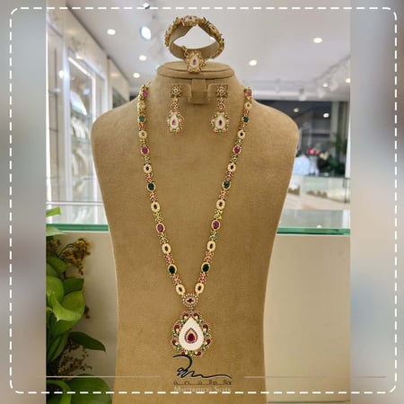 طقم فضة هندي احجار طبيعية طقم نسائي