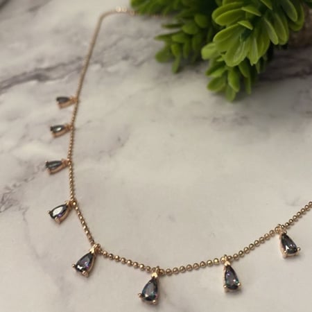 تشوكر حجر التوباز فضة استرلينية عيار 925 - Rose Gold