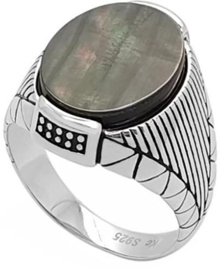 خاتم رجالي فضة عيار 925 حجر صدف طبيعي