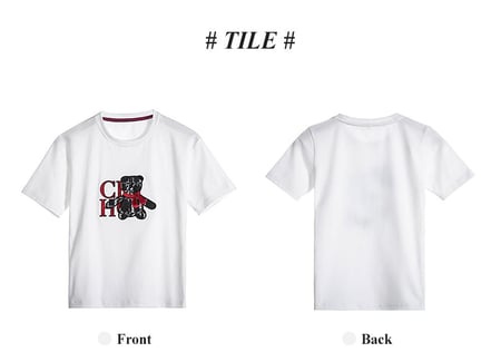 تيشيرت ابيض بناتي قطن طباعة دب