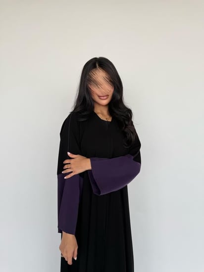 عباية حرير مغسول كريب نص كلوش